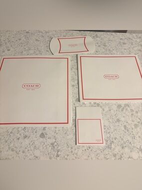 New Lot of 4 COACH gift boxes, various sizes, never used or assembled.